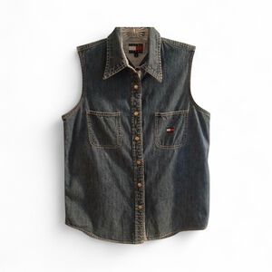 Tommy Jeans Women's Sleeveless Denim Snap Front Size 4 (01jc)